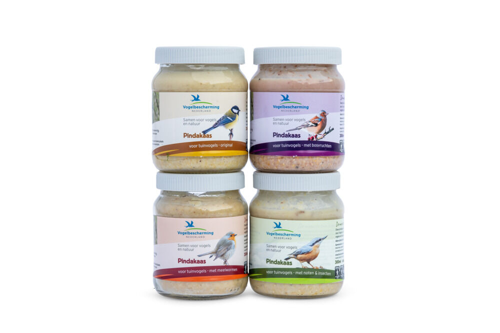 Vogelbescherming - Vogelpindakaas - Noten en Insecten - Tuinvogelvoer - 300 Milliliter - Noten & insecten