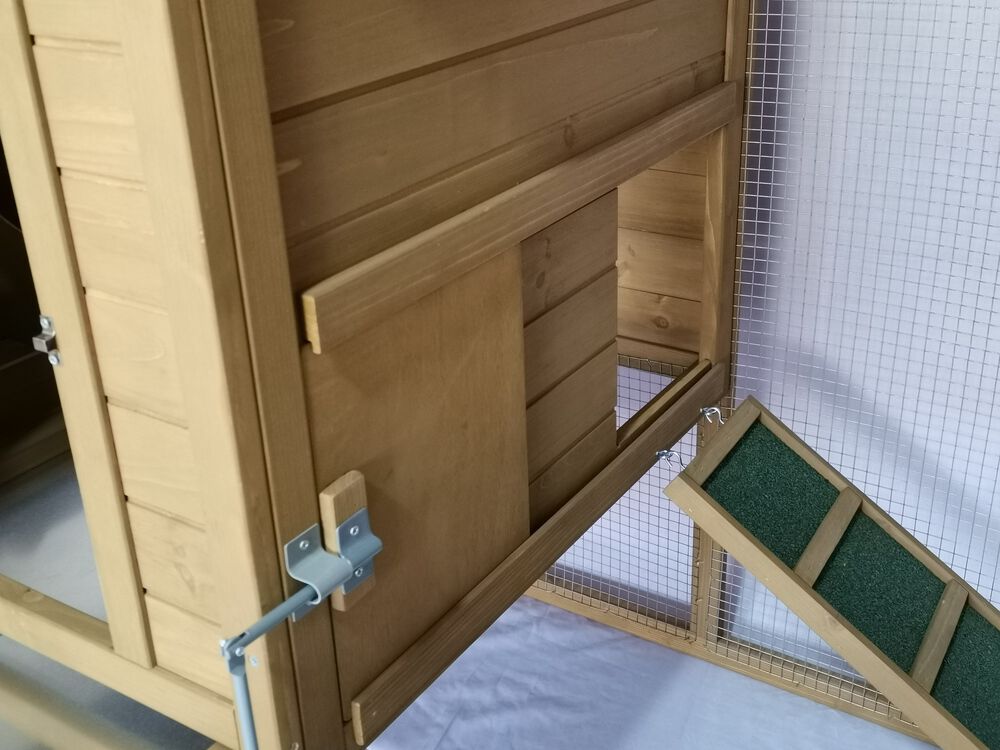 Donald XXL - Kippenhok Rechthoek met ren - Bruin - Links