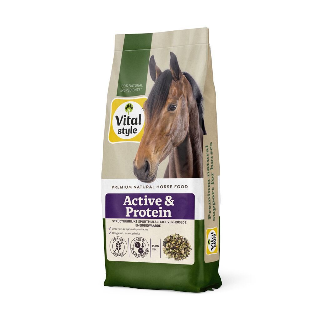 Vitalstyle Active & Protein Muesli - Paardenvoer - 15 Kilogram - Zak
