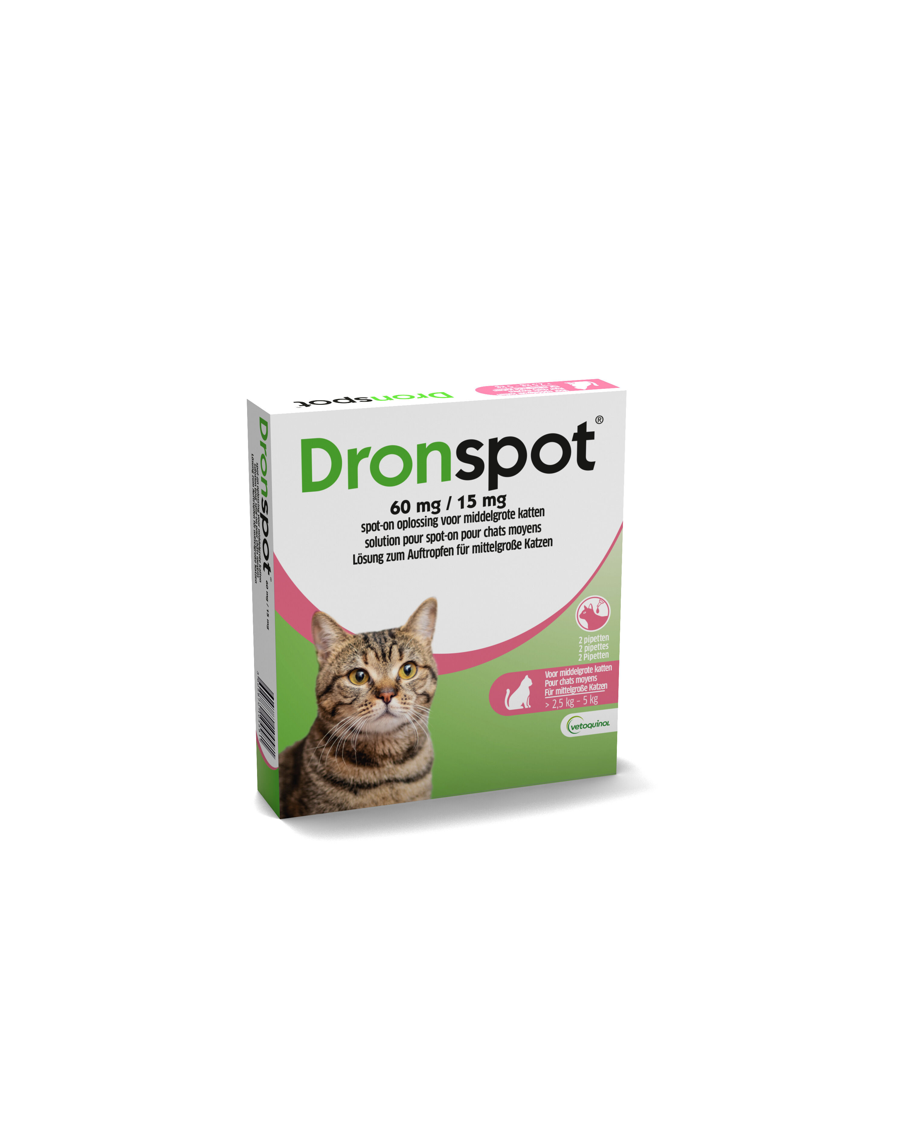 Dronspot Spot-On tegen wormen - Pipetten - Middelgroot - 2 Stuks