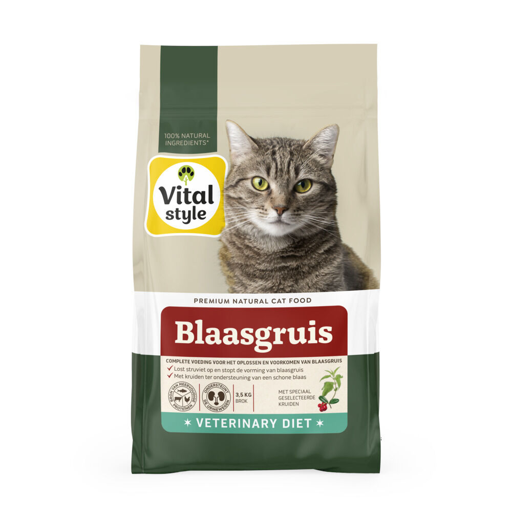 Vitalstyle Blaasgruis - Kattenvoer - 3.5 Kilogram - Kip, rund Vitalstyle Blaasgruis - Kattenvoer - 3.5 Kilogram - Kip, rund