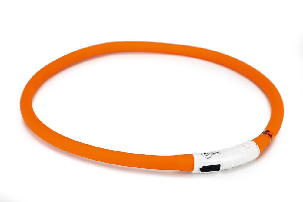 Beeztees Dogini USB - Lichtgevende Halsband  - Hond - oranje - 70 cm
