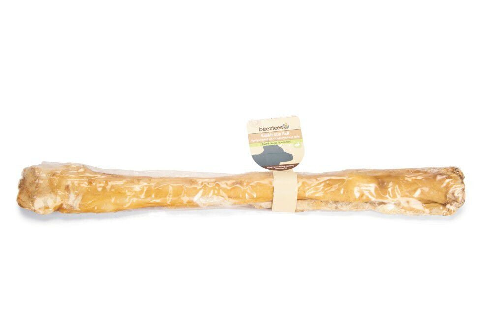 Beeztees Konijnenhuid rol met haar - Hondensnack