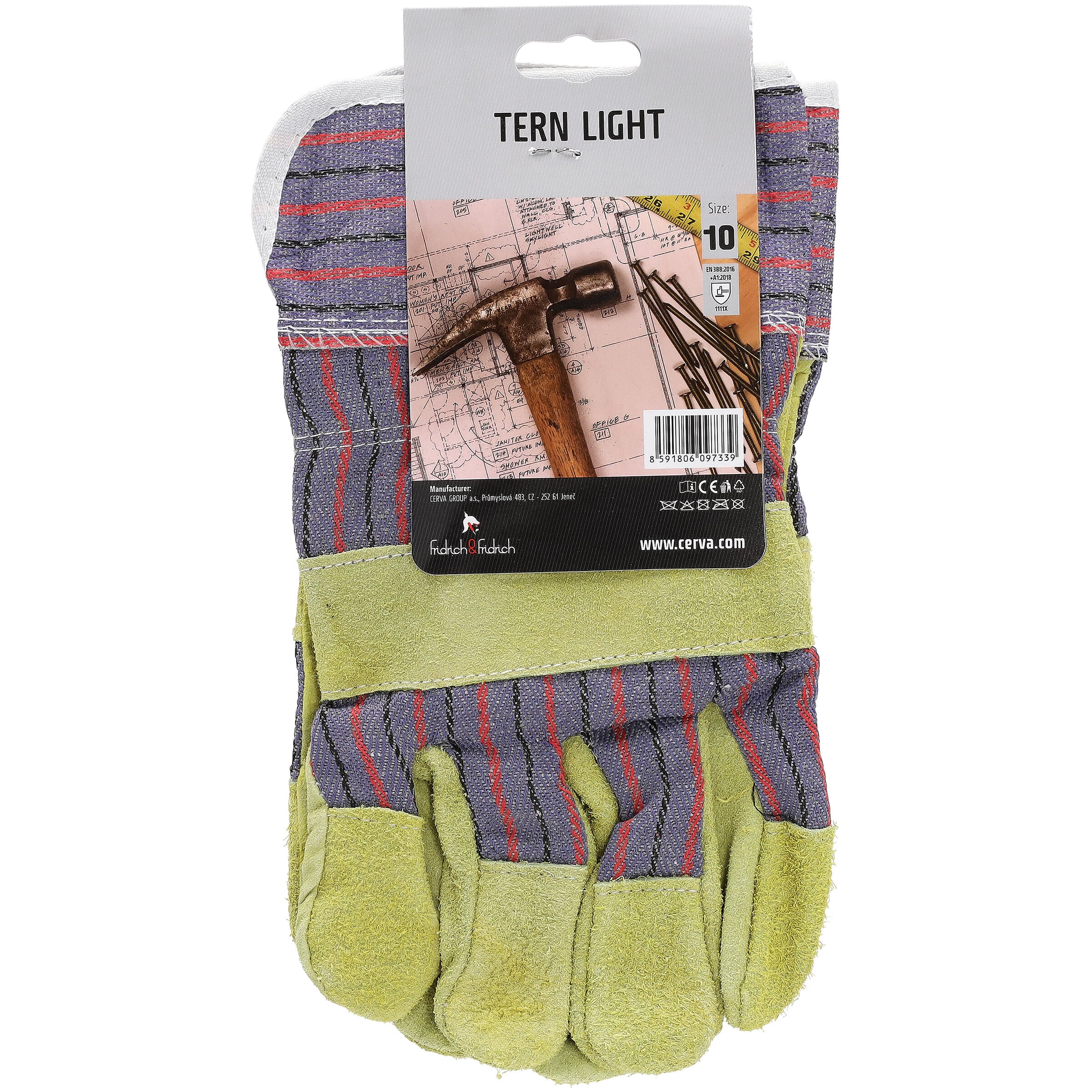 Cerva FF Tern Light - Werkhandschoenen - geel met bont gekleurd - 10