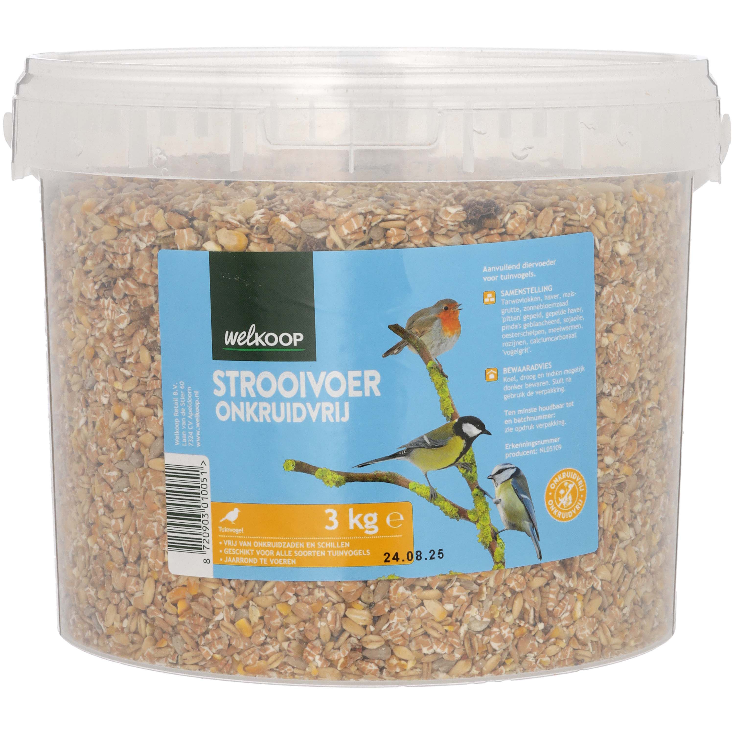 Welkoop - Strooivoer - Onkruidvrij - in emmer - Tuinvogelvoer - 3 Kilogram - Onkruidvrij Welkoop - Strooivoer - Onkruidvrij - in emmer - Tuinvogelvoer - 3 Kilogram - Onkruidvrij