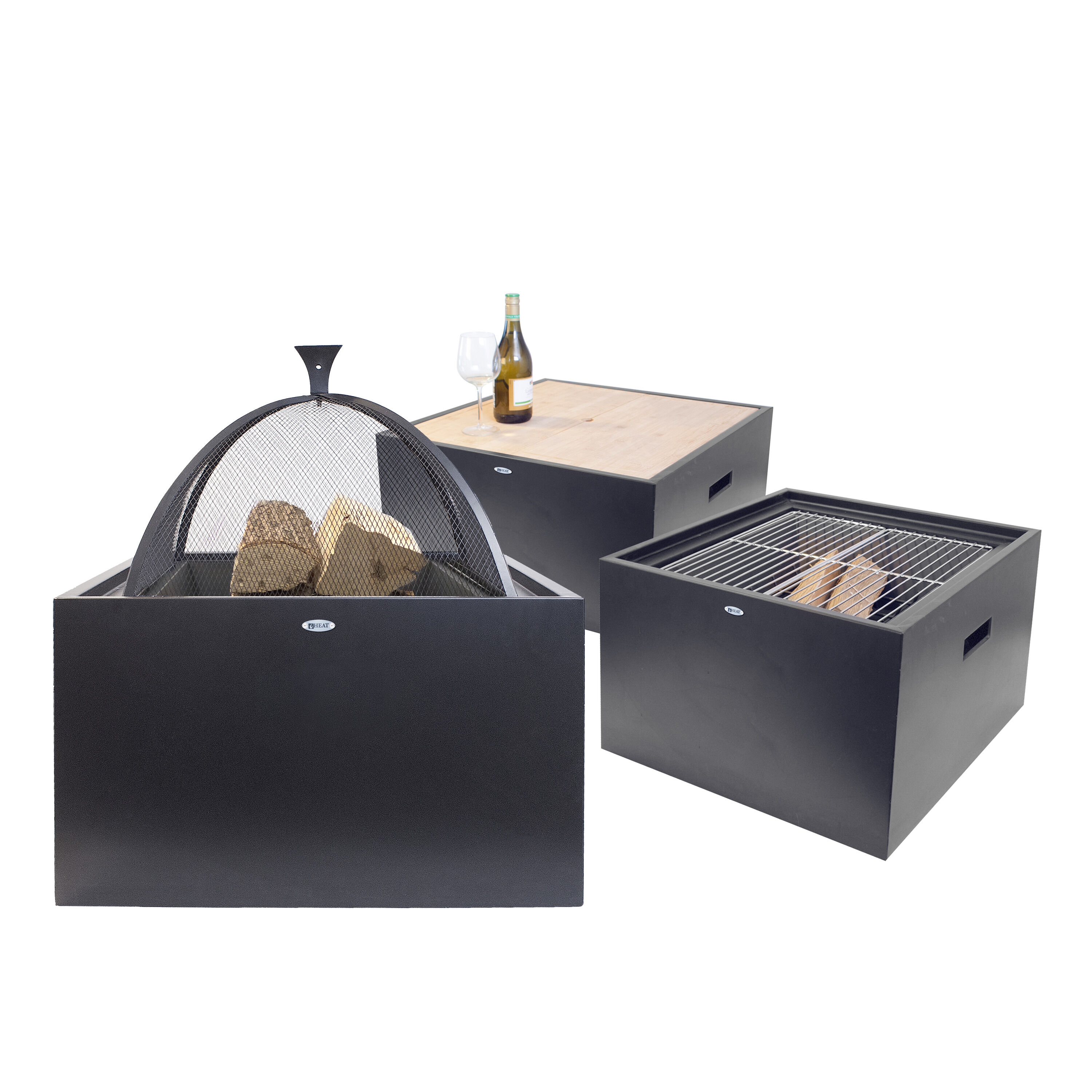 HEAT 3in1 Firepit - Vuurkorf - Rond - Zwart - Staal