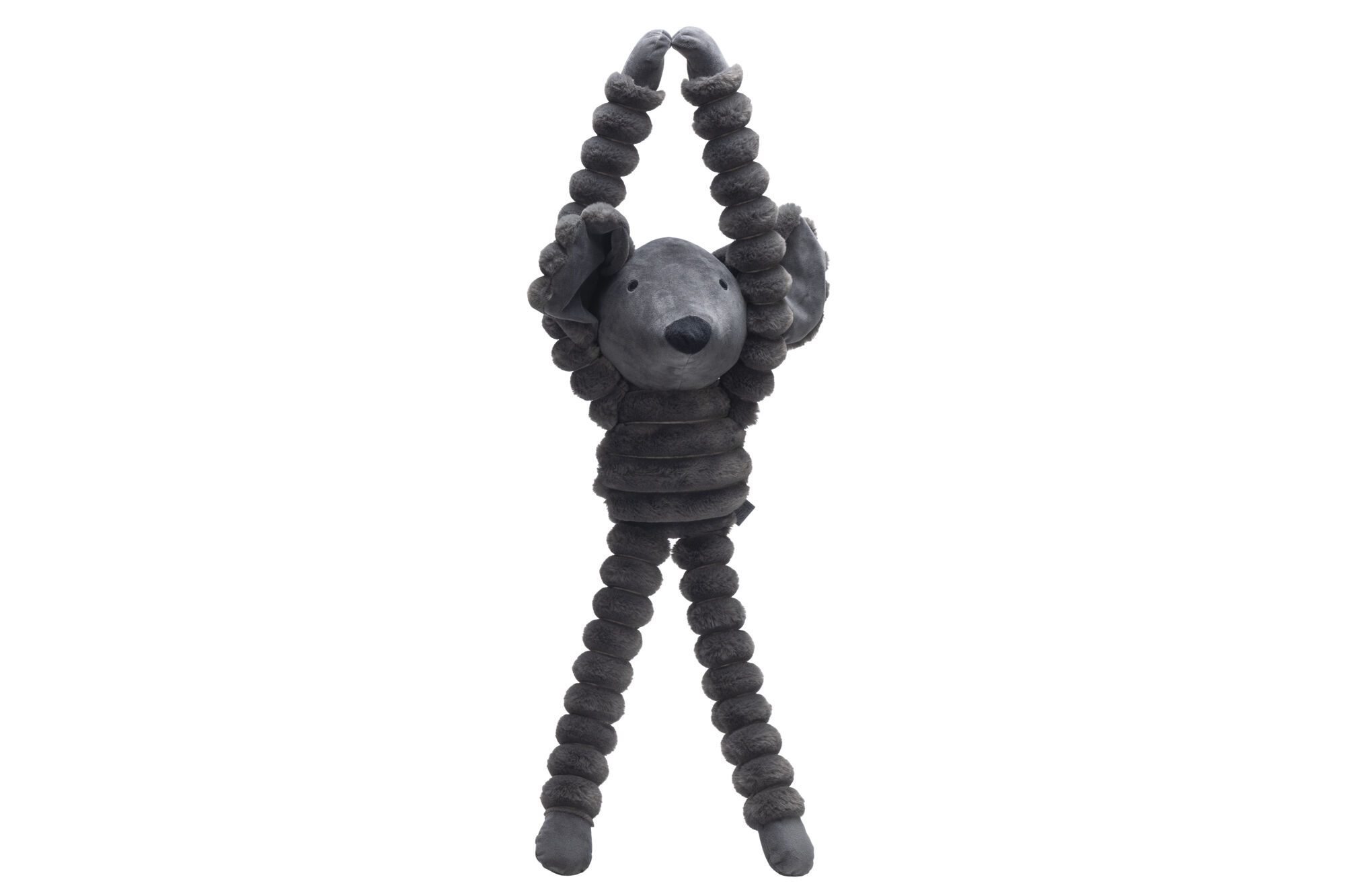 Designed by Lotte Reza Hang Muis -  Pluche Knuffel - Hondenspeelgoed - Antraciet - 18x80x15 cm