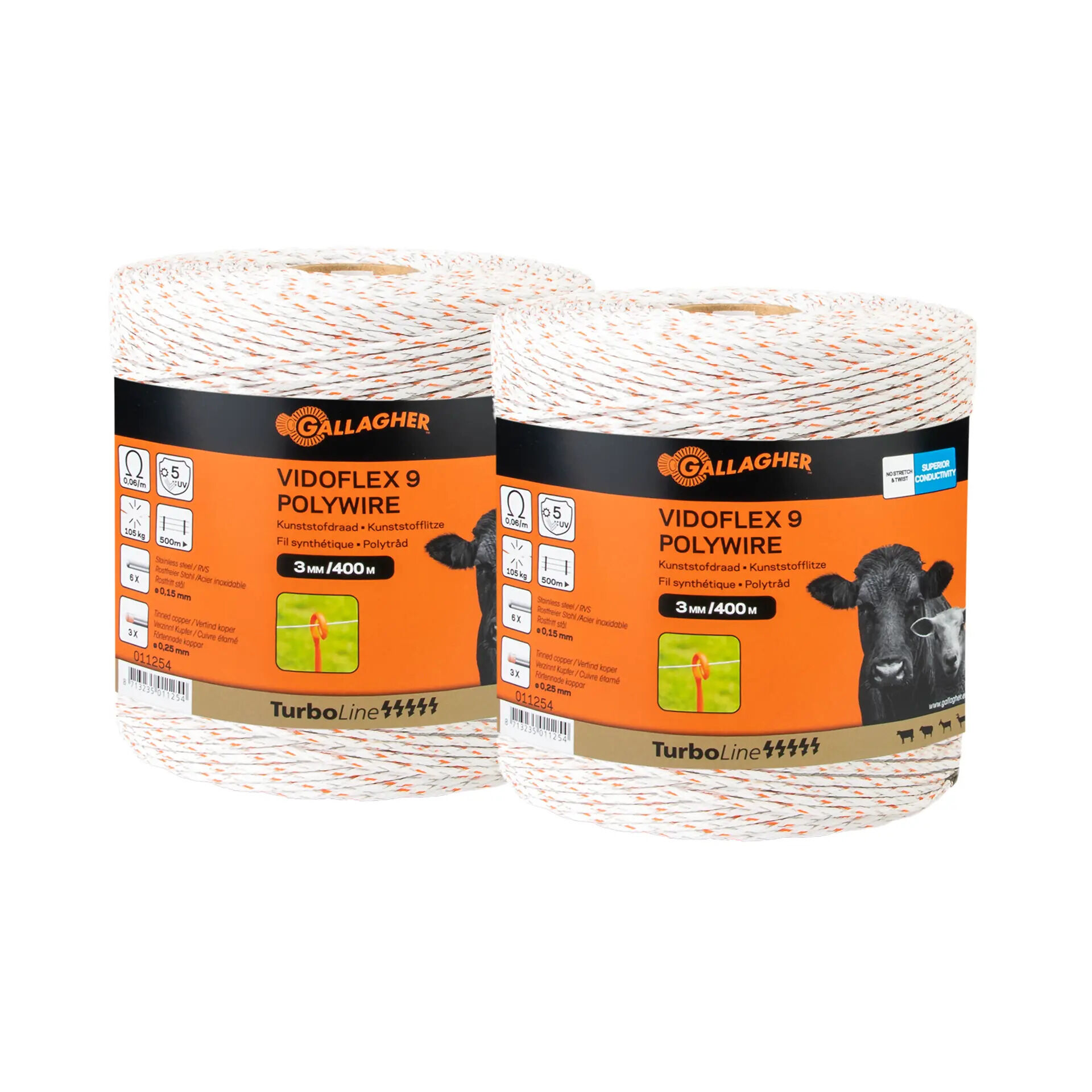 Gallagher Vidoflex 9 Turboline Plus - Duopack - 15 cm - 2 Stuks - Wit - 33 cm - 80000 cm Gallagher Vidoflex 9 Turboline Plus - Duopack - 15 cm - 2 Stuks - Wit - 33 cm - 80000 cm