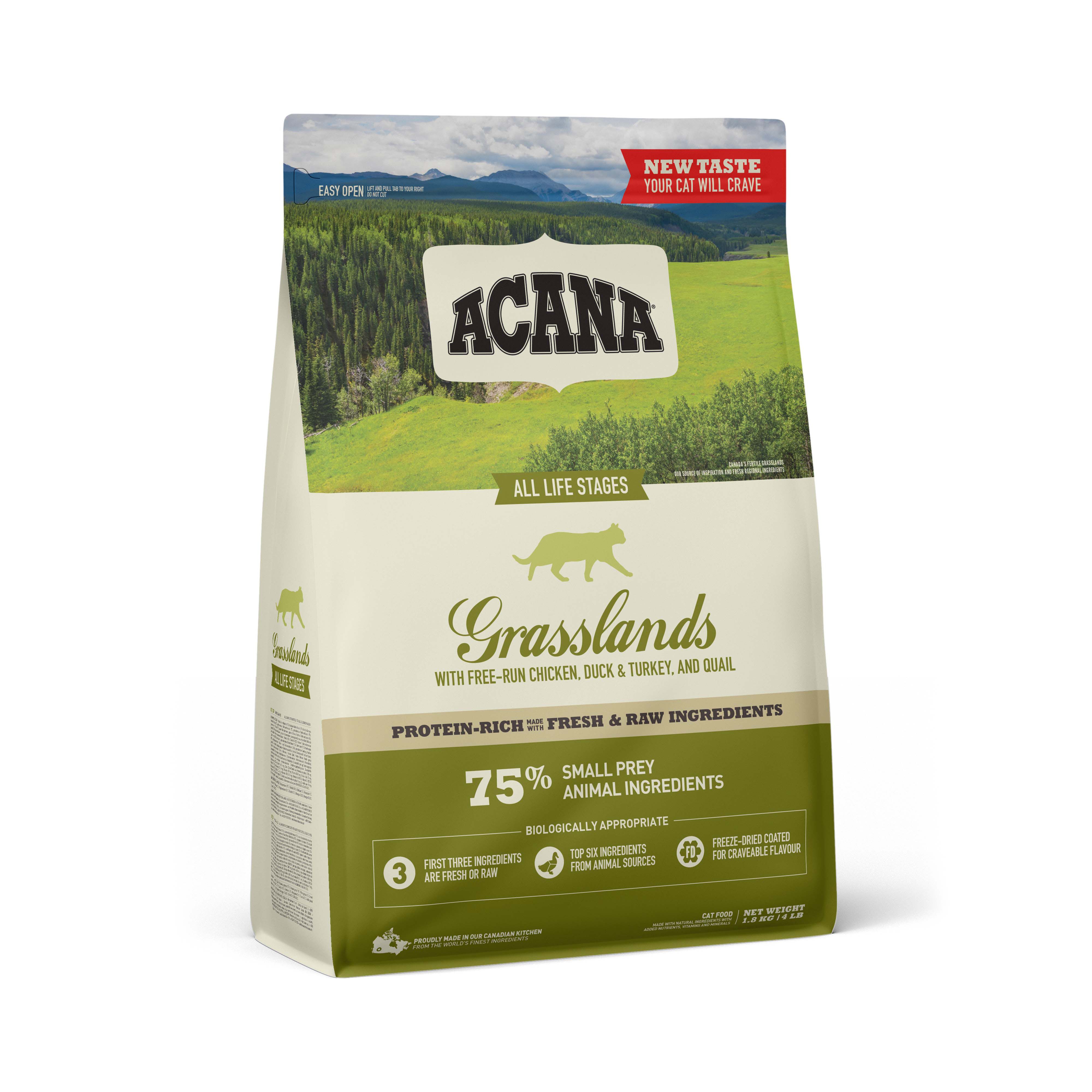 Acana Grasslands Cat - Kattenvoer - 1.8 Kilogram - kip, kalkoen, eend
