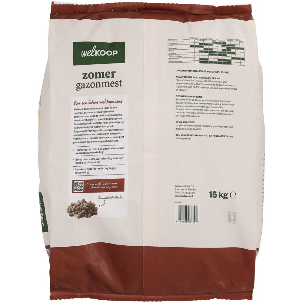 Welkoop - Zomer Gazonmest - 500 m2 - 15 Kilogram