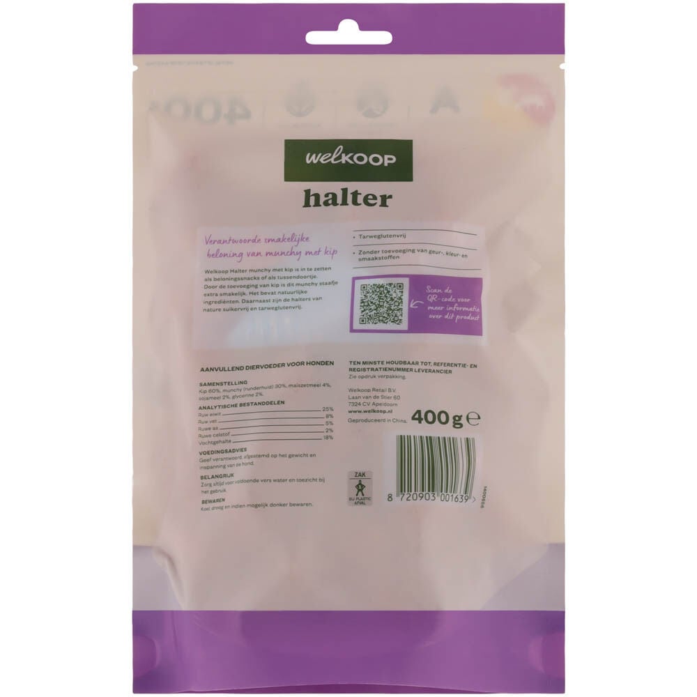 Welkoop Halter - Hondensnacks - 400 Gram - rund, kip