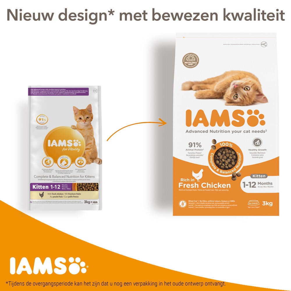 Iams Kitten & Junior - Kattenvoer - 3 Kilogram - kip