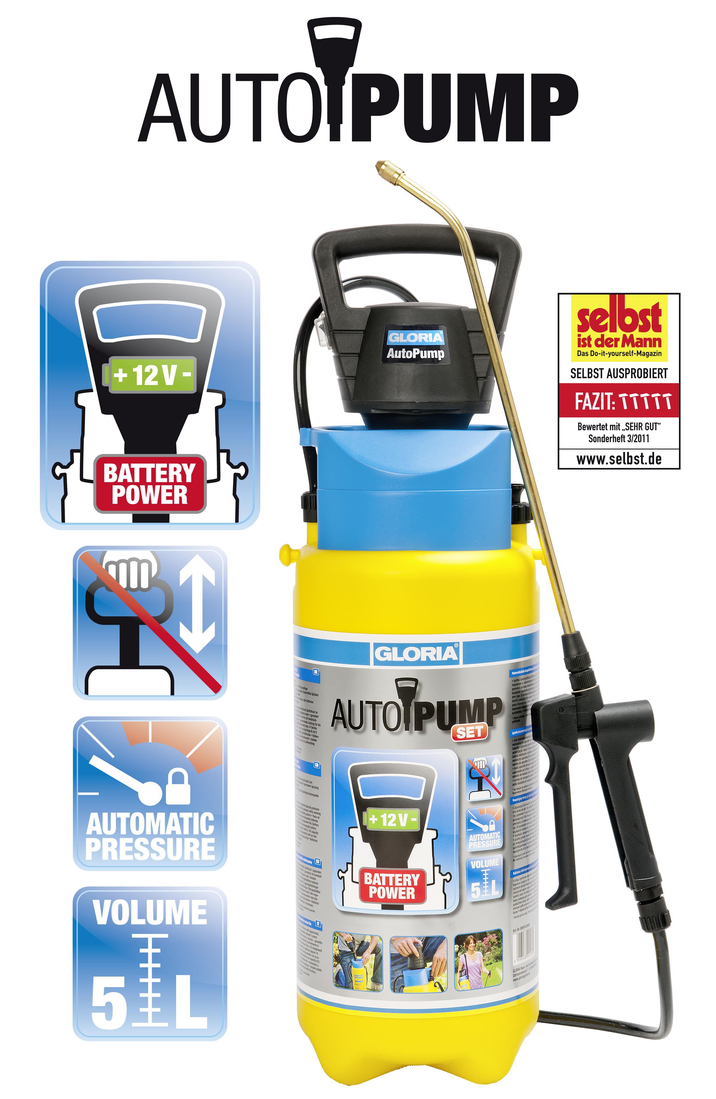 Gloria Drukspuit Prima 5 met Automatische Pomp - Drukspuiten - 5 l - 125 cm