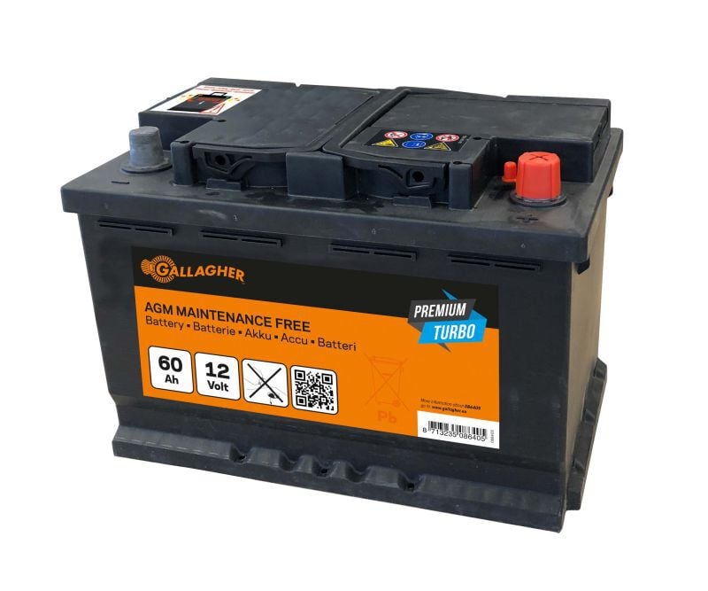 Gallagher Premium Turbo AGM - Batterij - 24.2 cm - 12V - 17.5 cm - 60 Ah