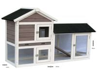 Rabbit Avoriaz - Konijnenhok - 147x53x85 cm - Grijs/ white wash - Medium - Grijs/ white wash - 85x147x20 cm