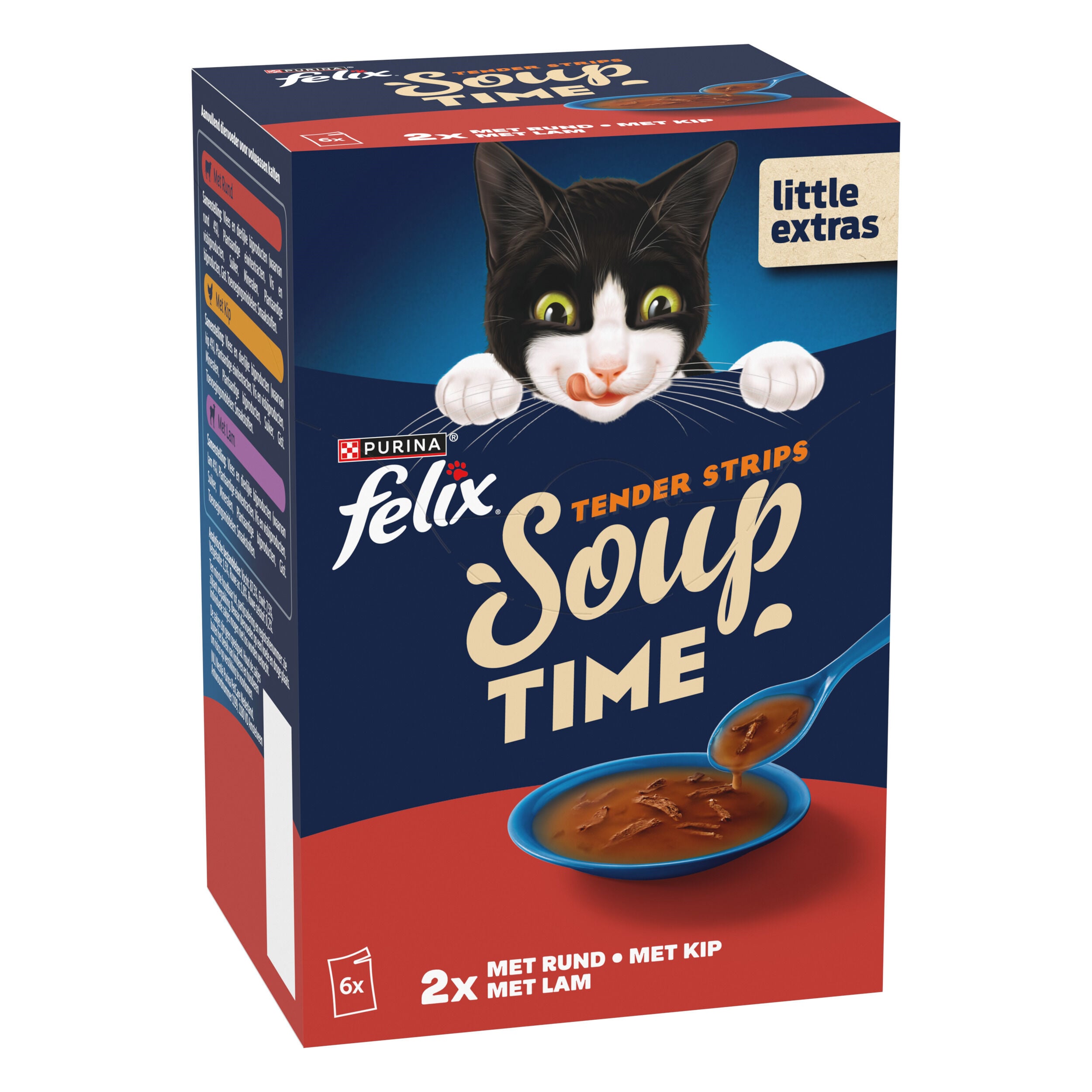Felix Soup Tender Strips - Kattenvoer - 6x48 gram - 288 Gram - kip, lam, rund Felix Soup Tender Strips - Kattenvoer - 6x48 gram - 288 Gram - kip, lam, rund