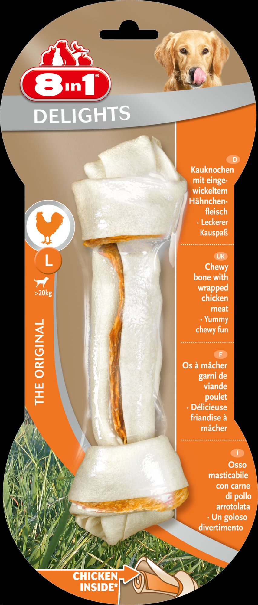 8in1 Delights Kauwbotten - Hondensnack - 1 Stuks - kip - L
