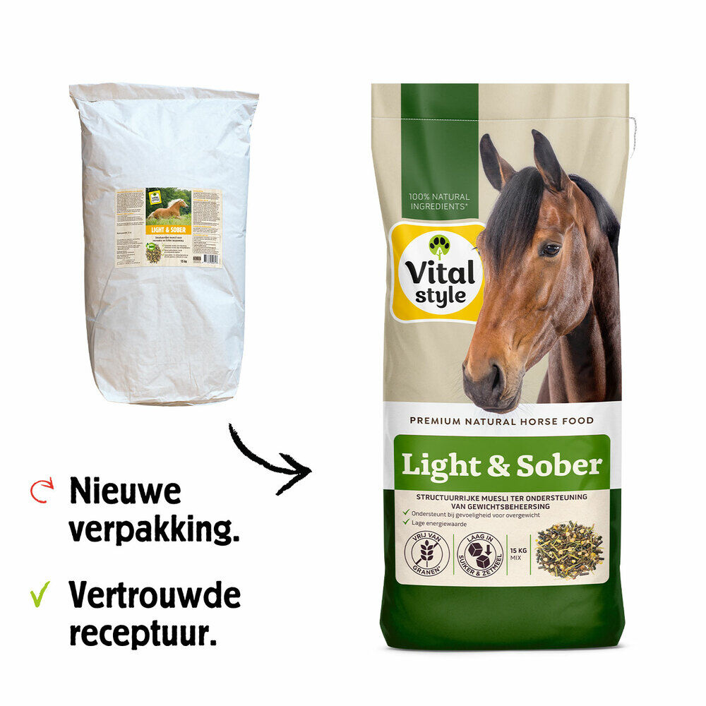 VITALstyle Light & Sober Muesli - Paardenvoer - 15 Kilogram - Zak