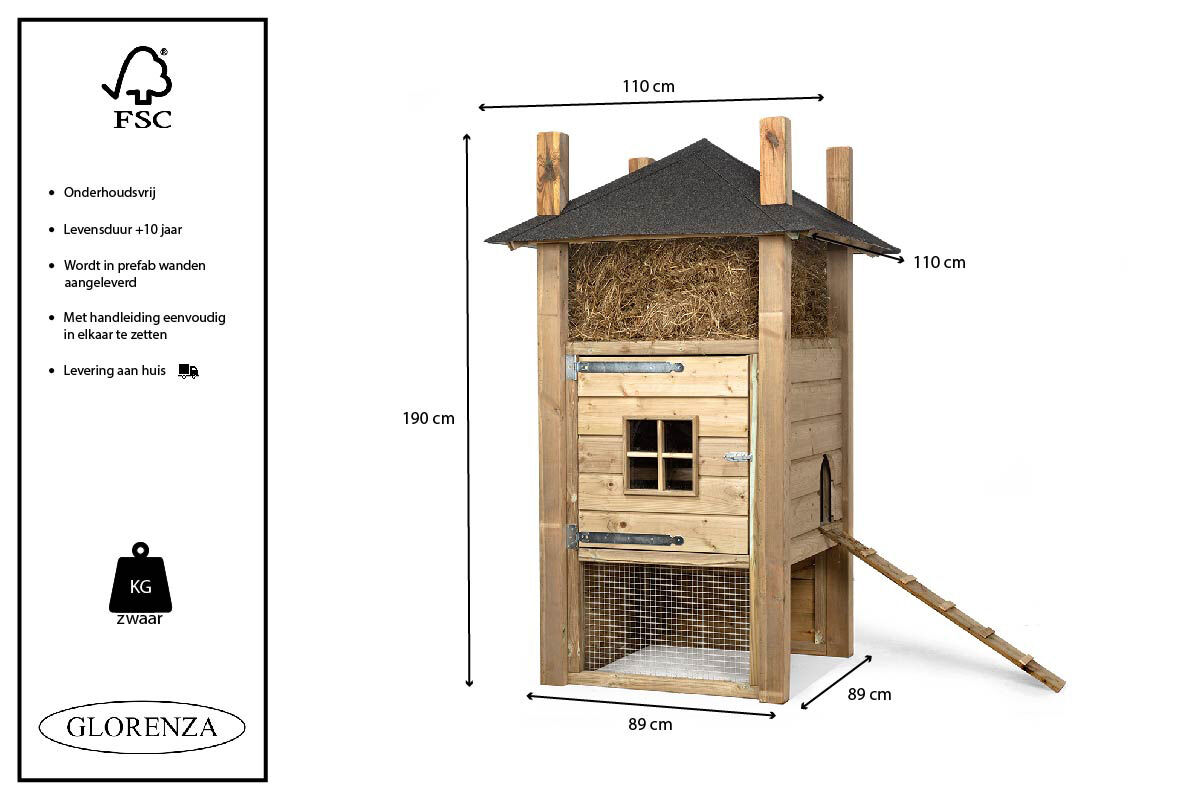 Glorenza Hooiberg Klaas - Konijnenhok - Bruin - 190x110x110 cm