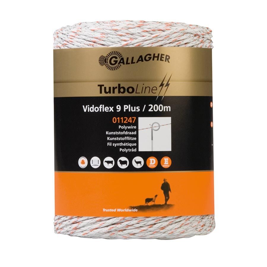 Gallagher Vidoflex 9 TurboLine Plus - 15.3 cm - 200 Meter - Wit - 12.5 cm - 20000 cm
