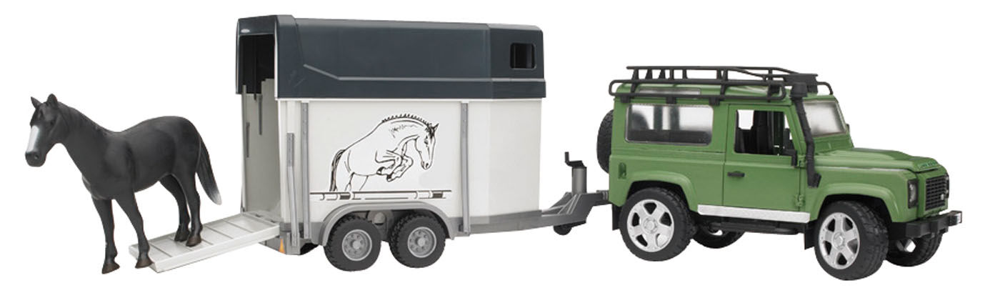 Bruder Land Rover met Paardentrailer - Auto Bruder Land Rover met Paardentrailer - Auto