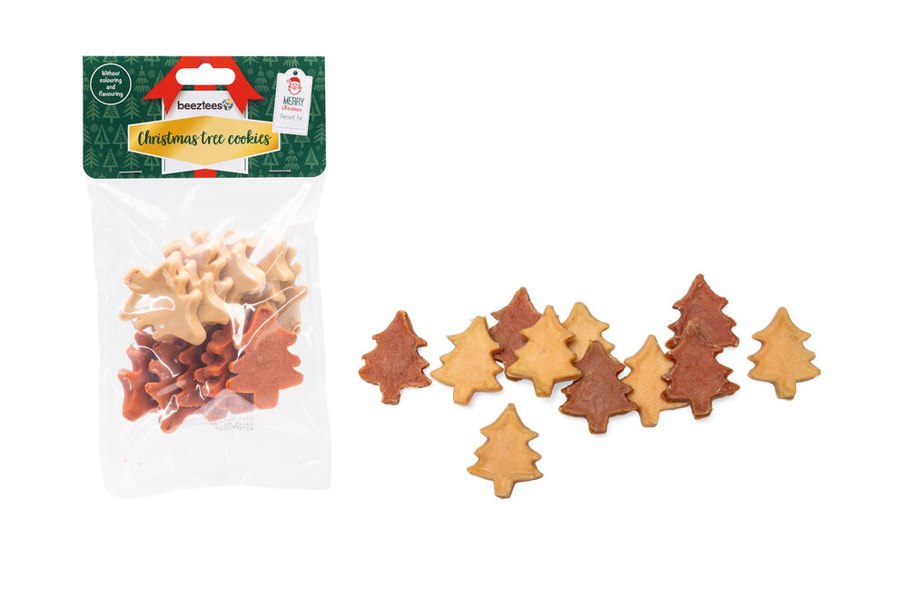 Beeztees Boom Kerstkoekjes - Hondensnack - 155 Gram - Kip, Eend