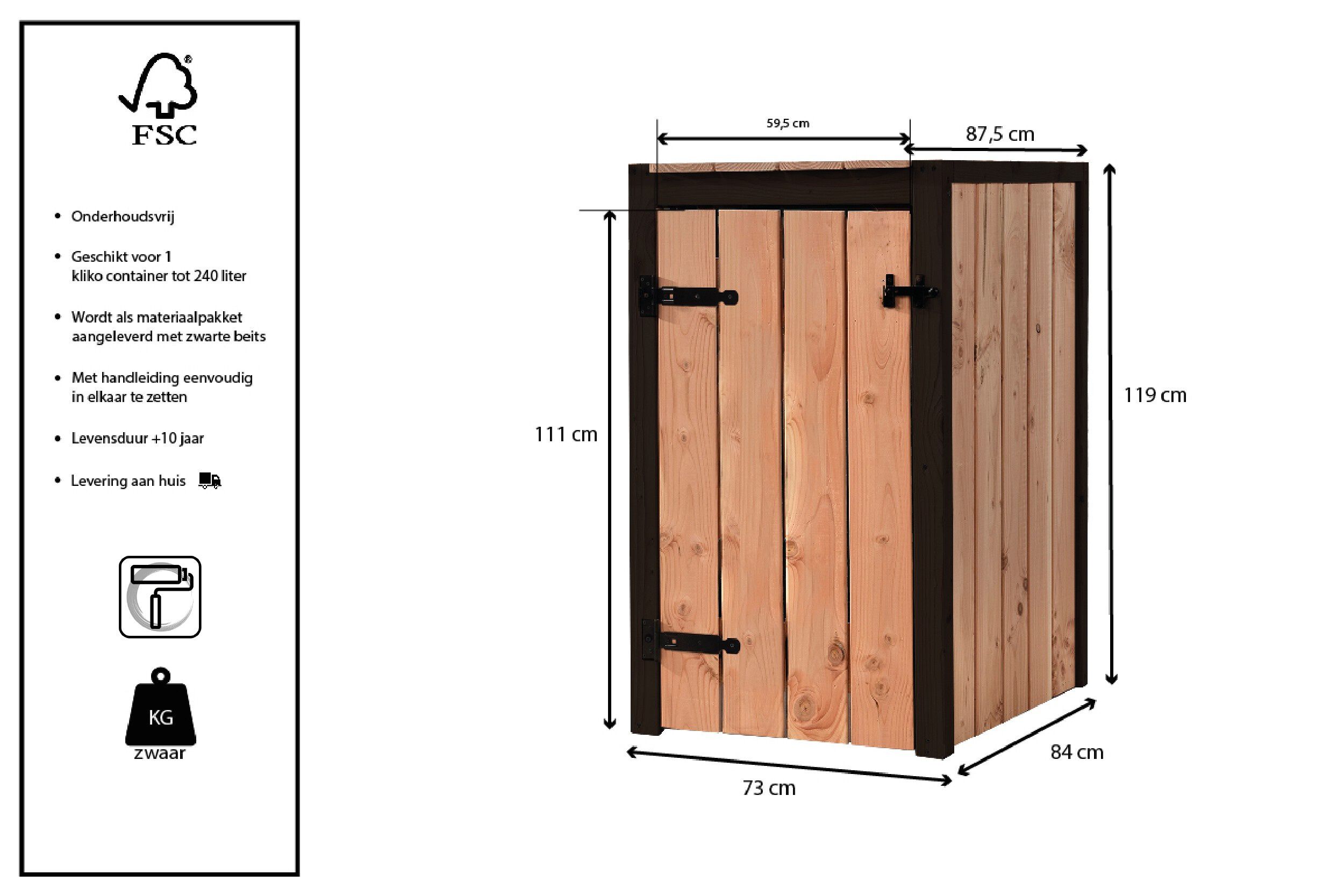 Volente Enkel Suze - Containerombouw - 119x73x87.5 cm