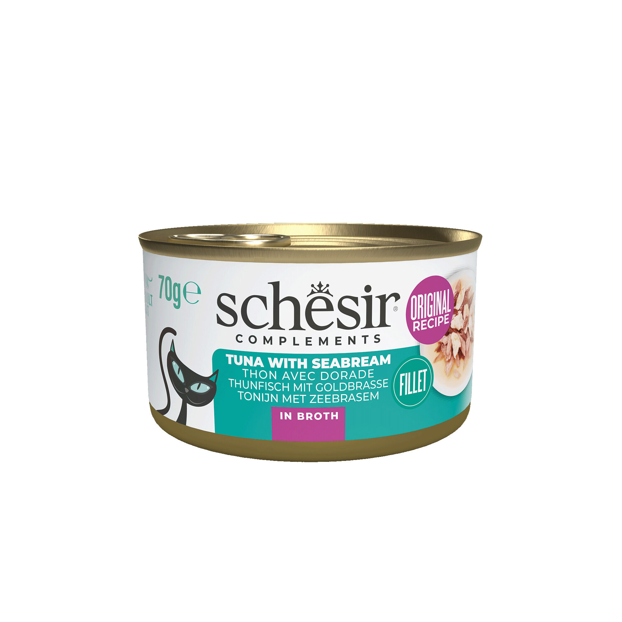 Schesir - Kattenvoer in bouillon - 70 Gram - tonijn en sea Schesir - Kattenvoer in bouillon - 70 Gram - tonijn en sea
