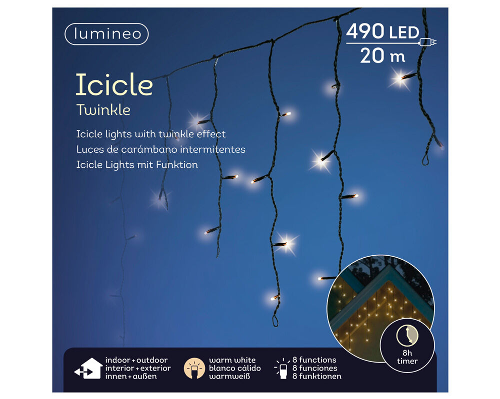 Lumineo Icicle Twinkle Zwart - IJspegelverlichting - 20 meter - 490 - Warm wit Lumineo Icicle Twinkle Zwart - IJspegelverlichting - 20 meter - 490 - Warm wit