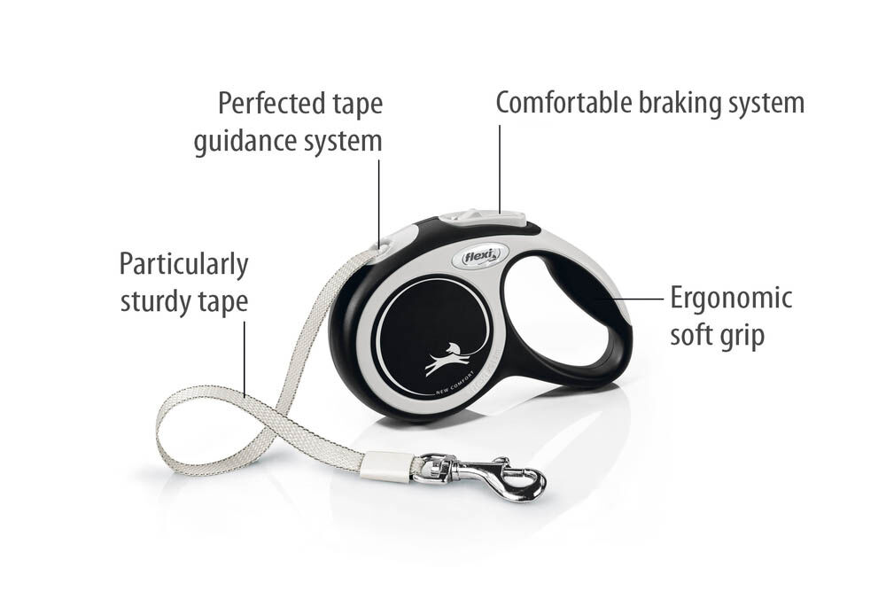 Flexi Rollijn - Hondenriem New comfort Tape - Hondenriem - zwart - XS - 300 cm - 300 cm