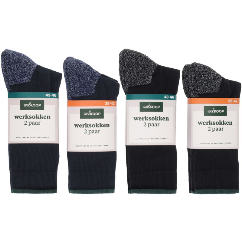Welkoop - Werksokken - 2-Pack - Zwart - 39-42