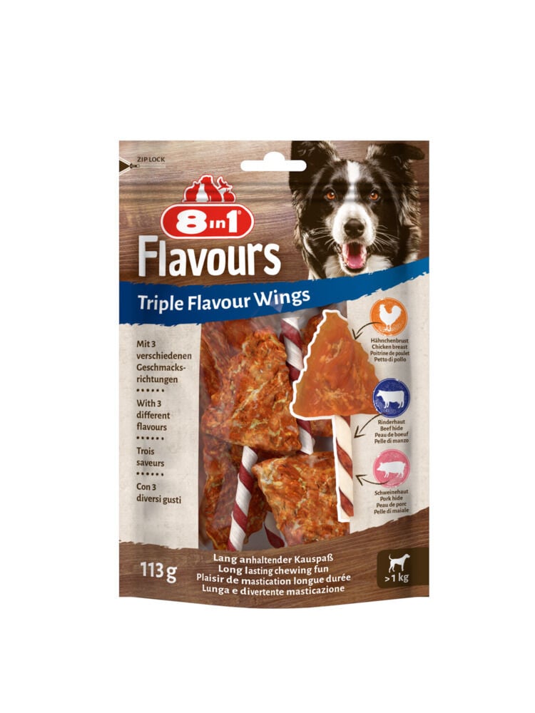 8in1 Triple Flavour Wings - Hondensnack - 6 Stuks