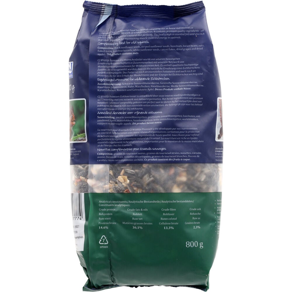 CJ Wildlife - Eekhoornvoer - 800 Gram - noten