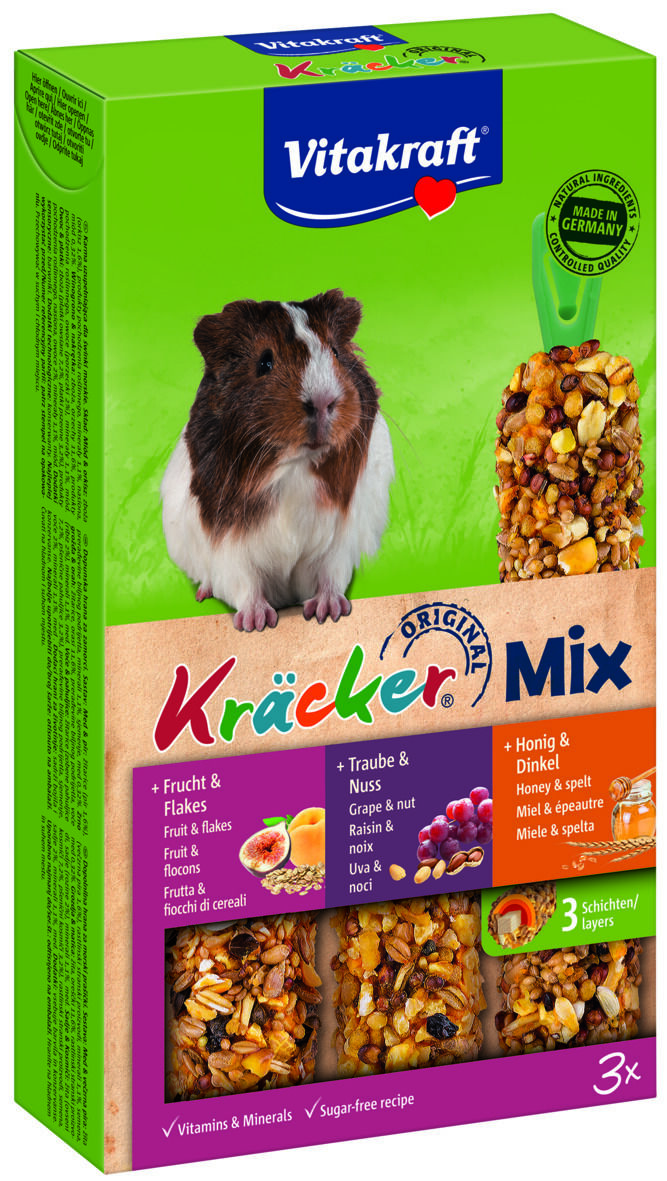 Vitacraft Kräcker Mix - Caviasnack - 3 Stuks - vruchten, noten, honing Vitacraft Kräcker Mix - Caviasnack - 3 Stuks - vruchten, noten, honing