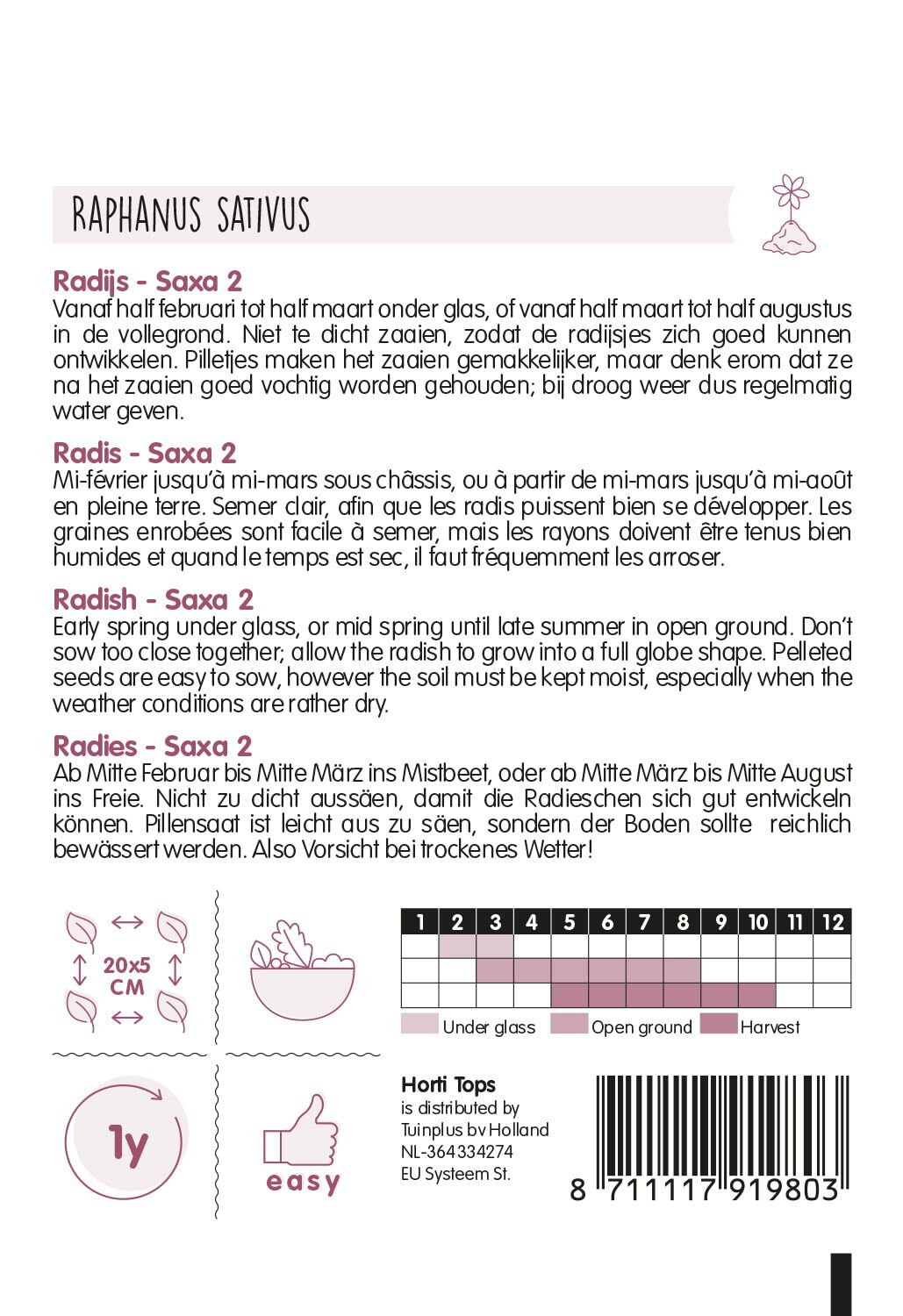 Hortitops Radijs Raphanus sativus axa - Groentezaden