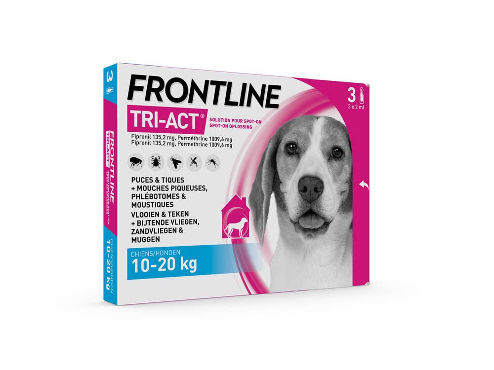 Frontline Tri-Act M - Teken en vlooienpipet - 3 pipetten - 3 Stuks - M Frontline Tri-Act M - Teken en vlooienpipet - 3 pipetten - 3 Stuks - M