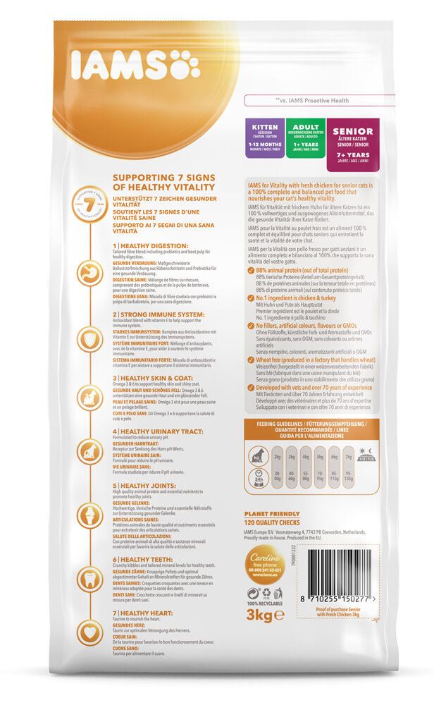 IAMS Senior - Kattenvoer - 3 Kilogram - kalkoen, kip