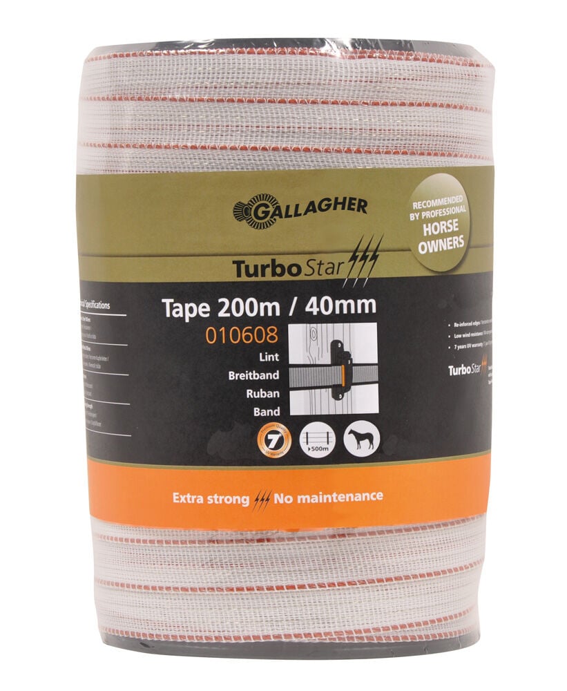 Gallagher Turbostar lint 40 mm - 32 cm - 200 Meter - Wit - 22 cm - 20000 cm Gallagher Turbostar lint 40 mm - 32 cm - 200 Meter - Wit - 22 cm - 20000 cm