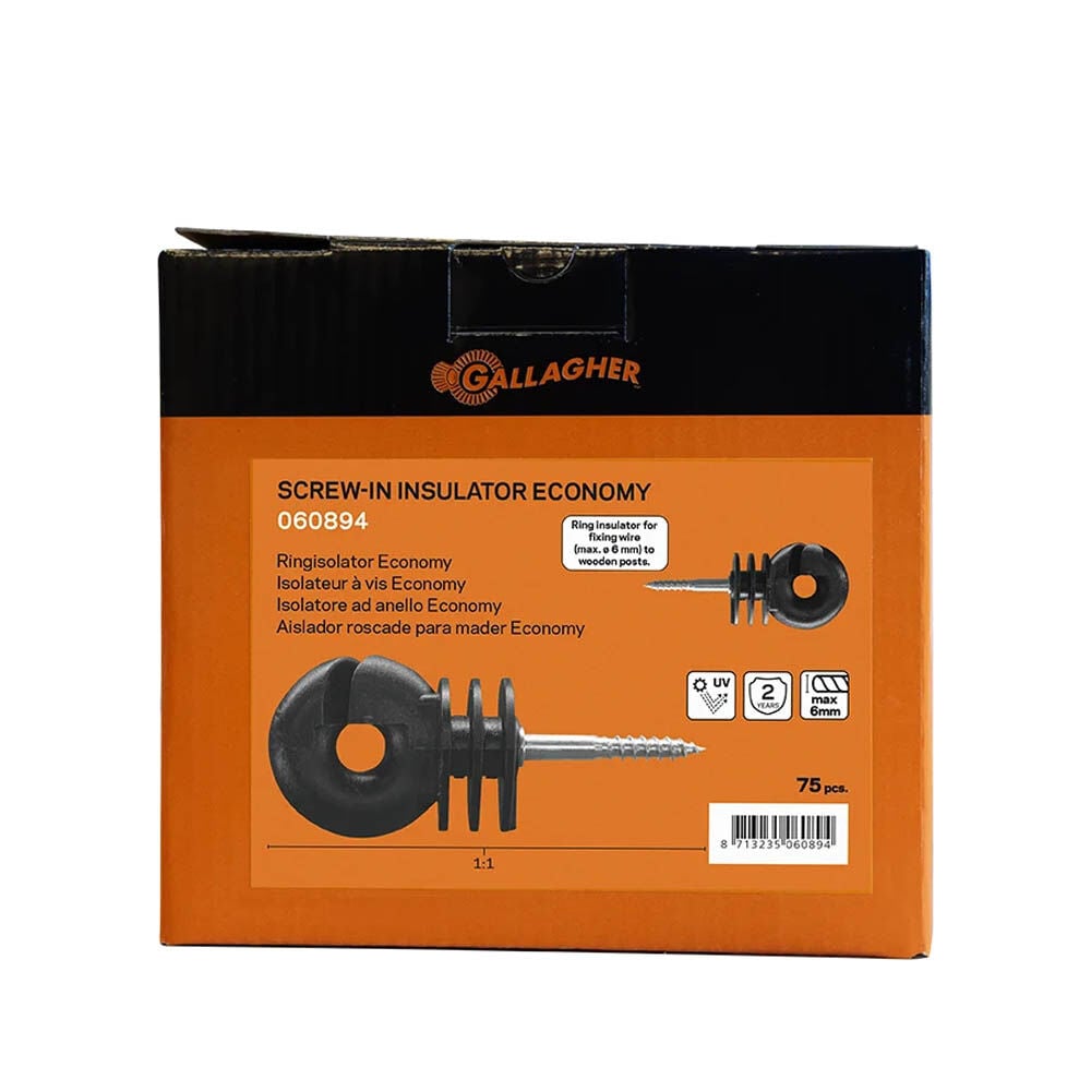 Gallagher - Ringisolator Economy - 15.7 cm - 75 Stuks - Zwart - 20.2 cm