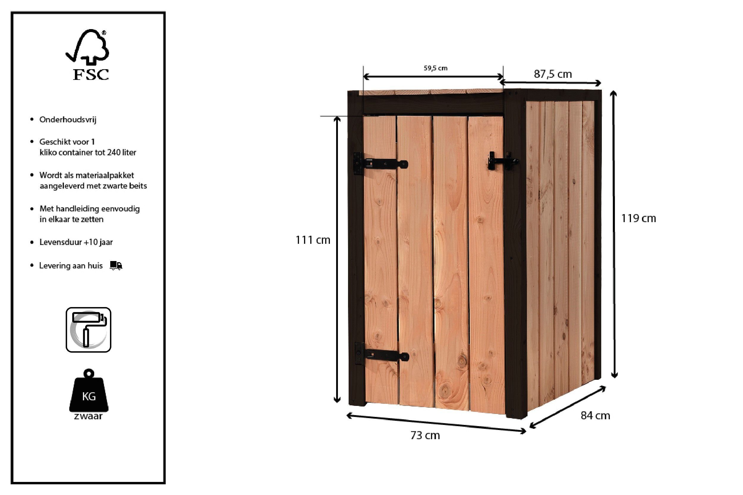Volente Enkel Suze - Containerombouw - 119x73x87.5 cm