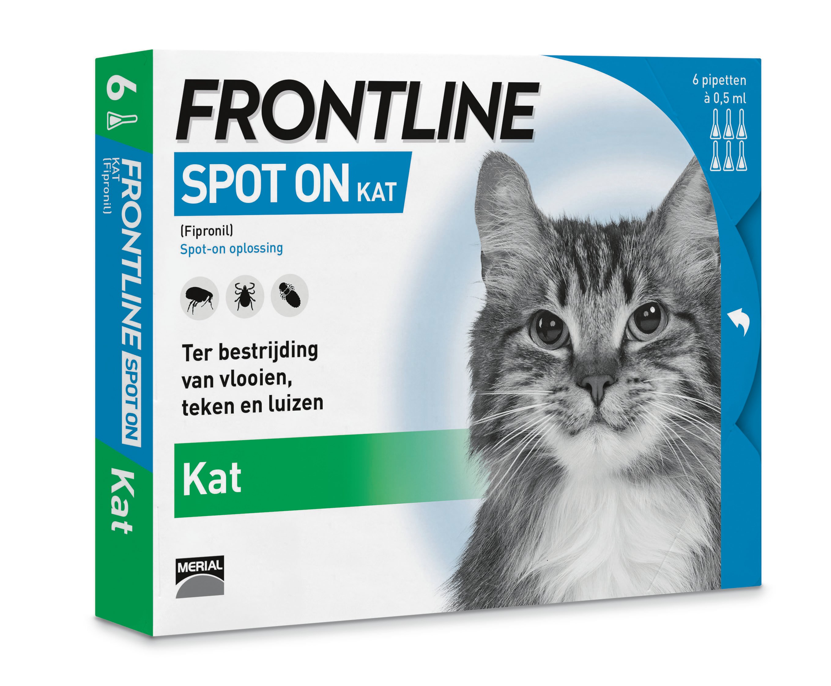 Frontline Spot On Kat - Vlooien & Tekenmiddel - 6 pipetten - 6 Stuks Frontline Spot On Kat - Vlooien & Tekenmiddel - 6 pipetten - 6 Stuks