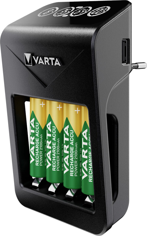 VARTA LCD Lader incl. AA Batterij 4 stuks - Batterij oplader - 4 Stuks