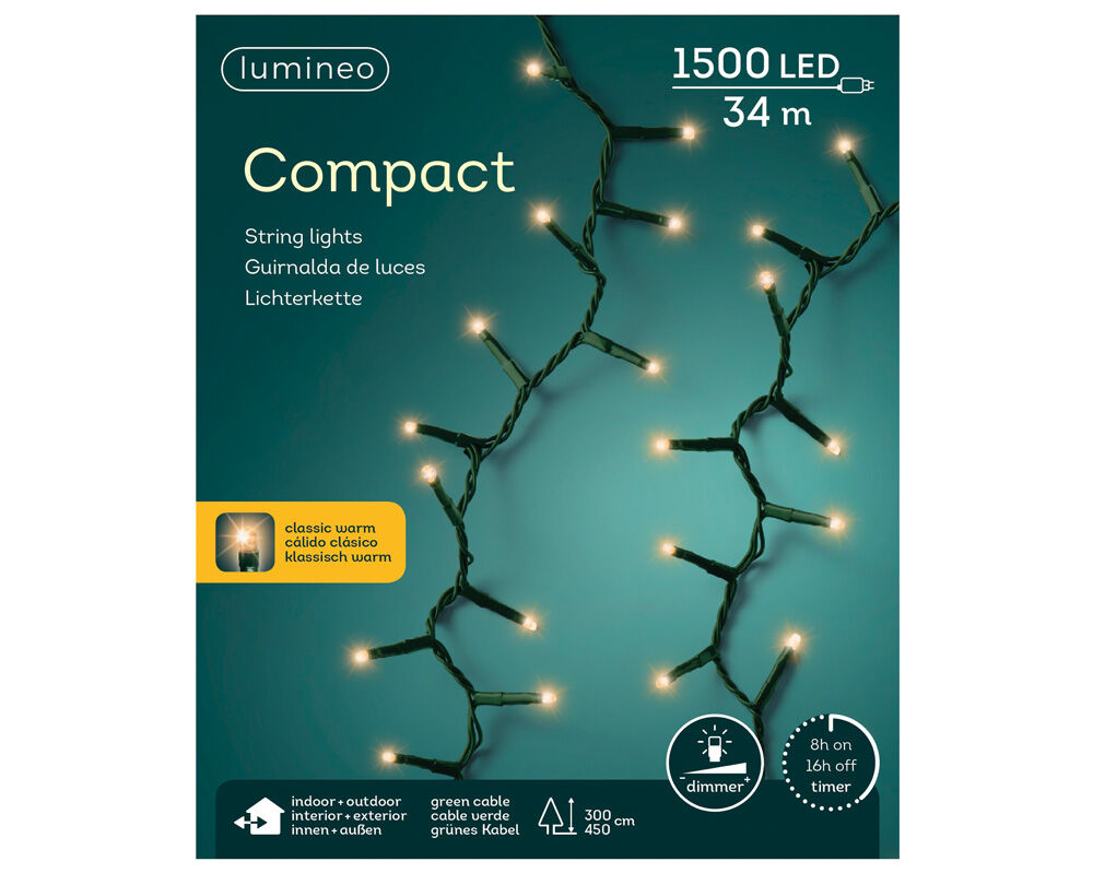 Lumineo Compact - Kerstboomverlichting - 1500 - Klassiek warm wit - 3400 cm