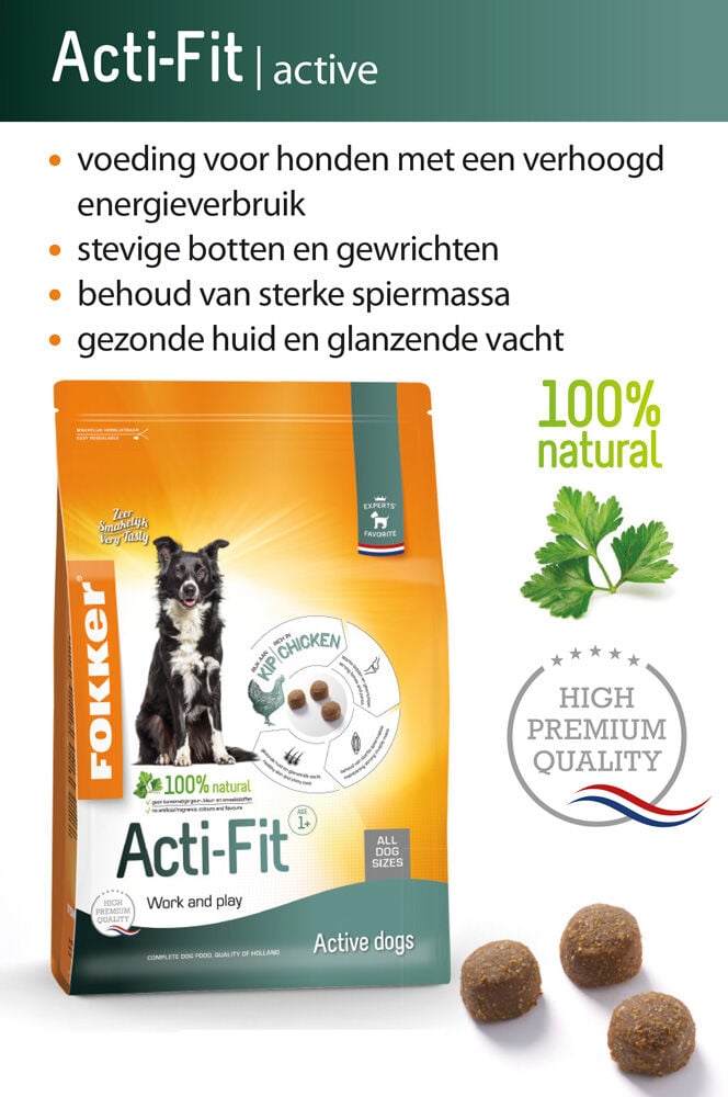 Fokker Acti-Fit - Hondenvoer - 13 Kilogram - kip, rijst