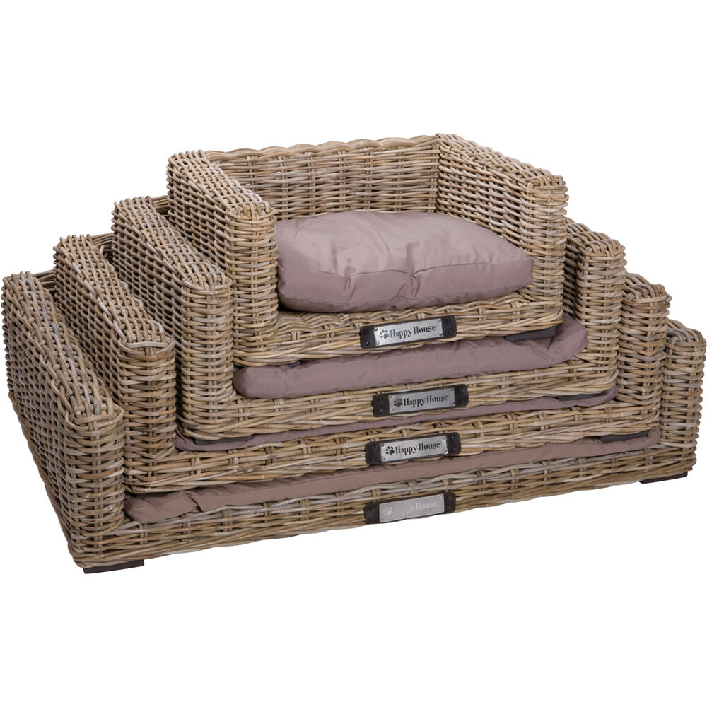 Happy-House Hondenbank Riet - Hondenmand - Beige/Bruin - 30x48x60 cm - Klein