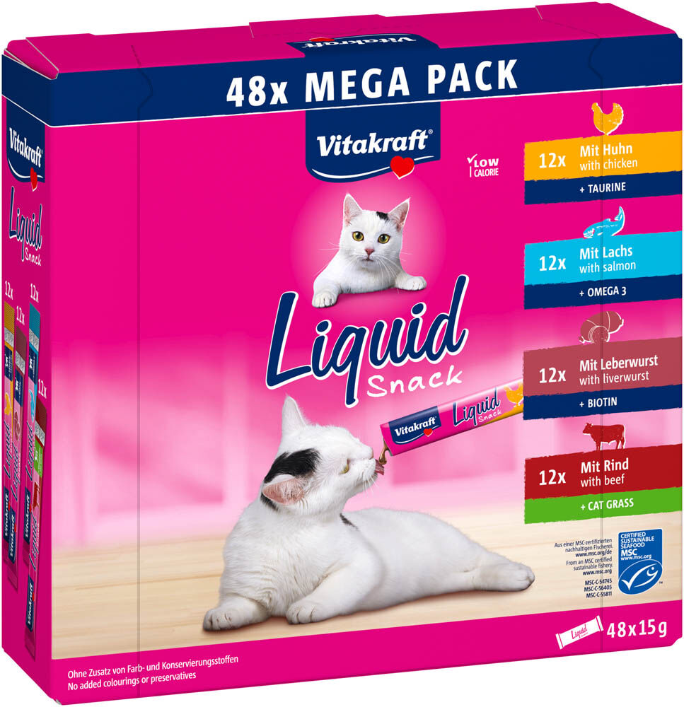 Vitakraft Liquid Snack - Kattensnack - 48 stuks - 15 Gram - zalm