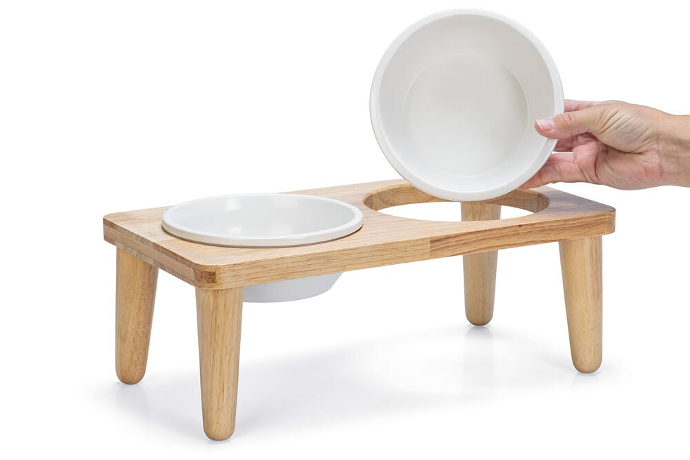 Designd by Lotte - Voer- en drinkbak - Bruin Wit