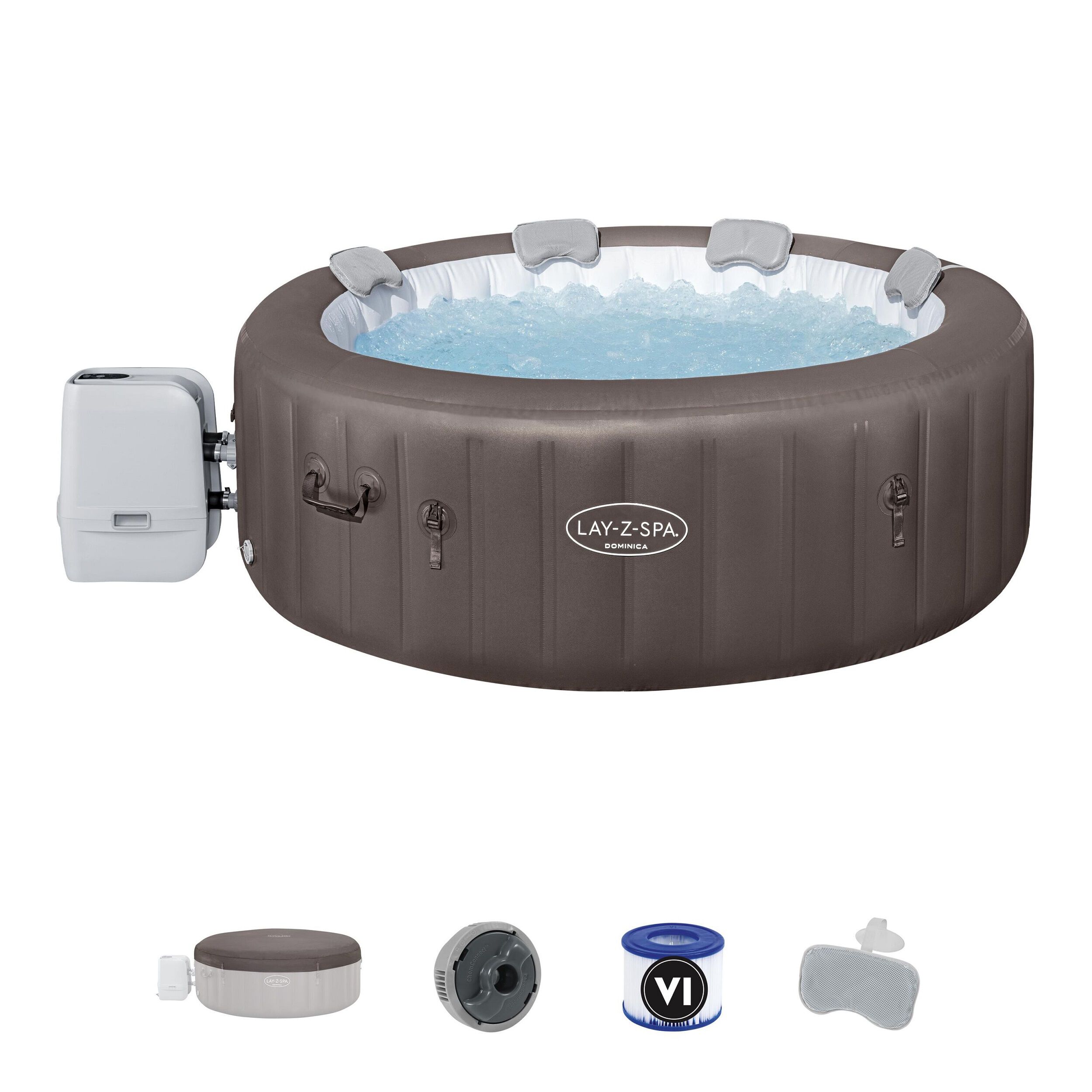 Bestway Lay-Z Spa - Dominica Smart Hydro Spa - Bruin - 55.5x90x73 cm - 196 cm