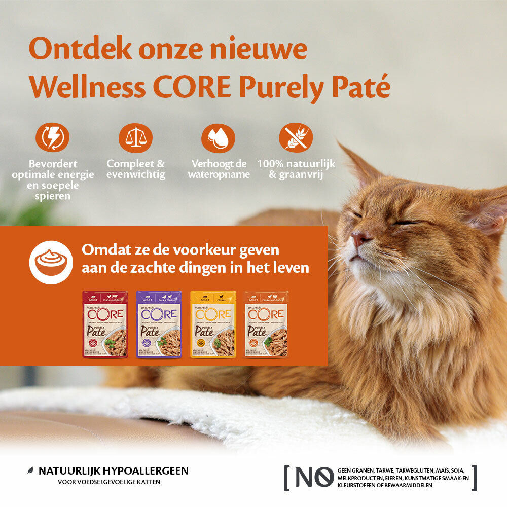 Wellness Core Purely Pate - Kattenvoer - 85 Gram - rund, kip
