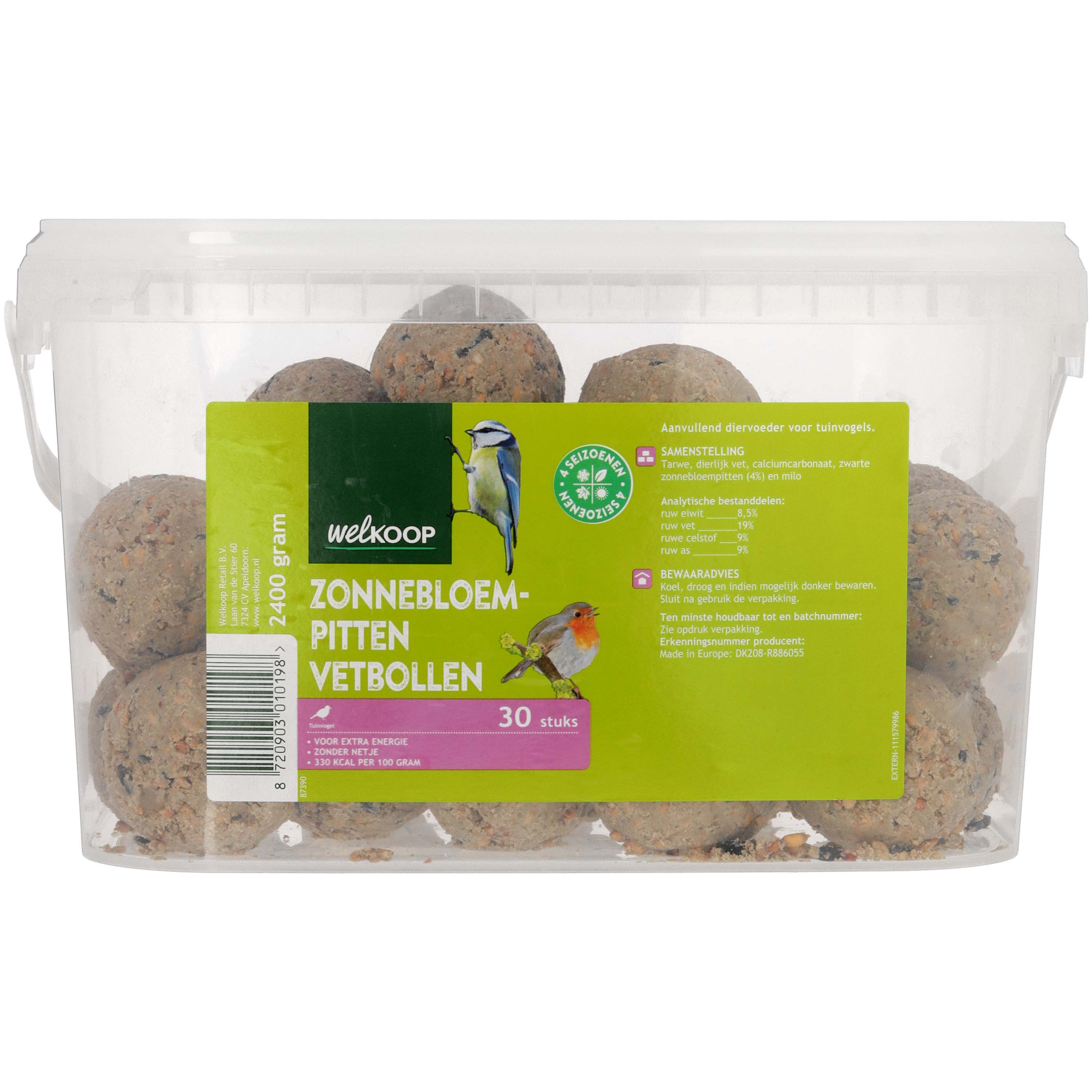 Welkoop Vetbollen zonder netje - Tuinvogelvoer - 30 Stuks - Zonnebloempitten Welkoop Vetbollen zonder netje - Tuinvogelvoer - 30 Stuks - Zonnebloempitten